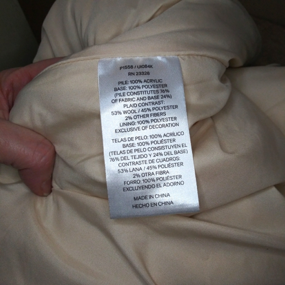 Pendleton Blue Plaid Trimmed Ivory Zip-Front Teddy Jacket - Picture 11 of 13